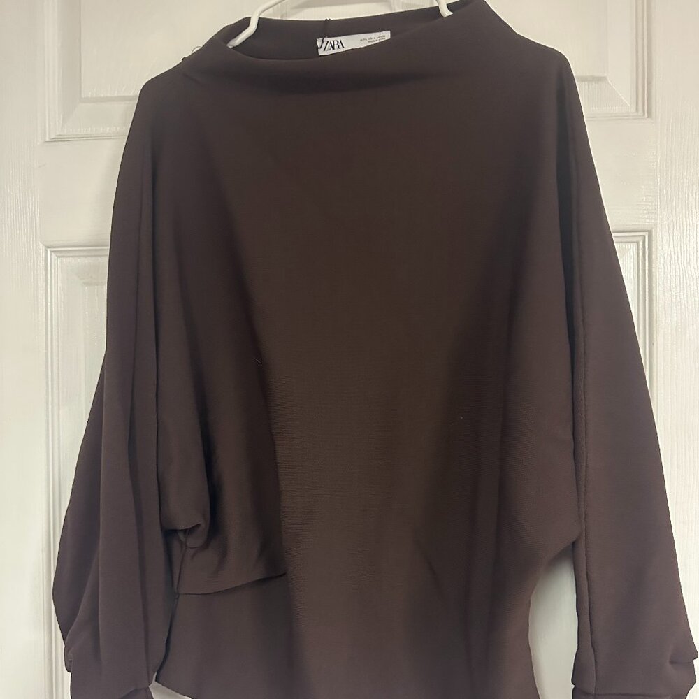 Zara Long Sleeve Boatneck Top